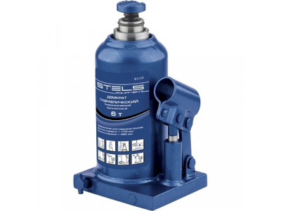 Домкрат гидравлический бутылочный телескопический, 6 т, h подъема 170–420 мм// STELS