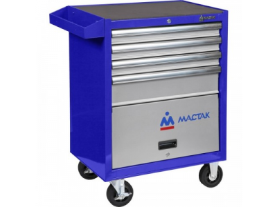 Тележка инструментальная, 4 ящика и отсек, синяя