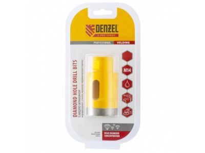 Сверло алмазное по керамограниту, 38 мм, мокрая резка, М14 Denzel