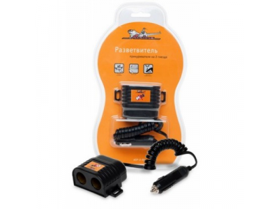 Разветвитель розетки для прикуривателя на 2 выхода AIRLINEс витым шнуром