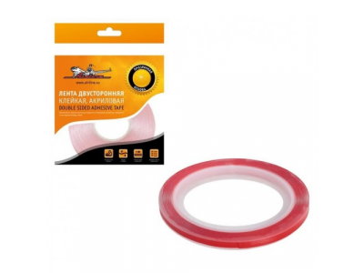 Лента двусторонняя клейкая (скотч), 6 мм*3 м, акриловая, прозрачная