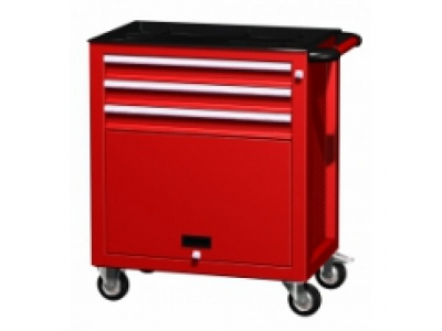 02.113R Тележка инструментальная, 3 ящика и дверца с замком